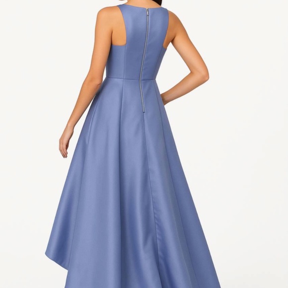 Adrianna Papell 6 Womens Mikado High Low Gown Blue Frost Special Occasion Dress - Picture 2 of 13